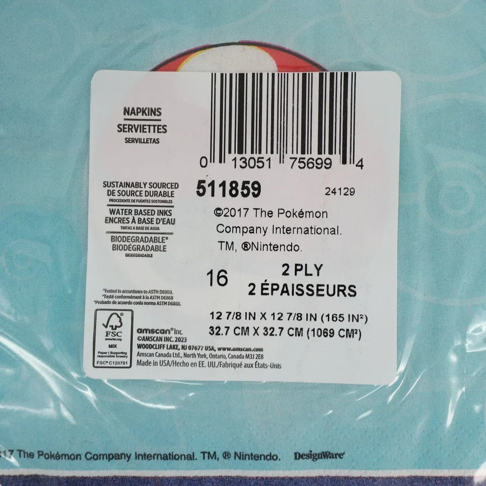 Pokemon Birthday Party Supplies Bundle: 16 Plates and 16 Napkins Pikachu‎
